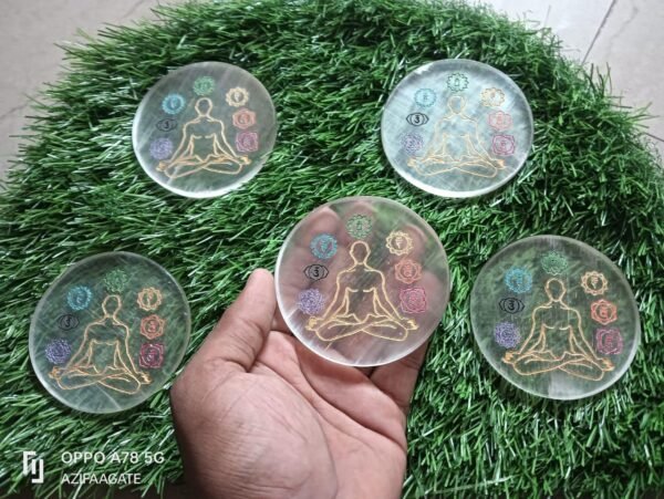 Selenite Plate ( Seven Chakra Round - Plain)